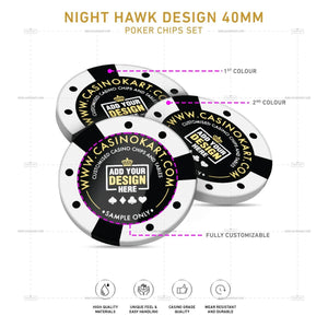 Customisable Poker Chips - Night Hawk, Clay, 40mm, 14g - Thai Aces