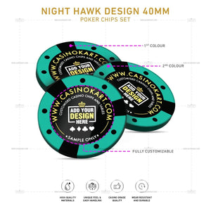 Customisable Poker Chips - Night Hawk, Clay, 40mm, 14g - Thai Aces