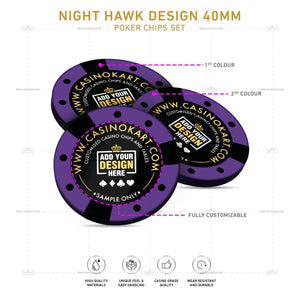 Customisable Poker Chips - Night Hawk, Clay, 40mm, 14g - Thai Aces
