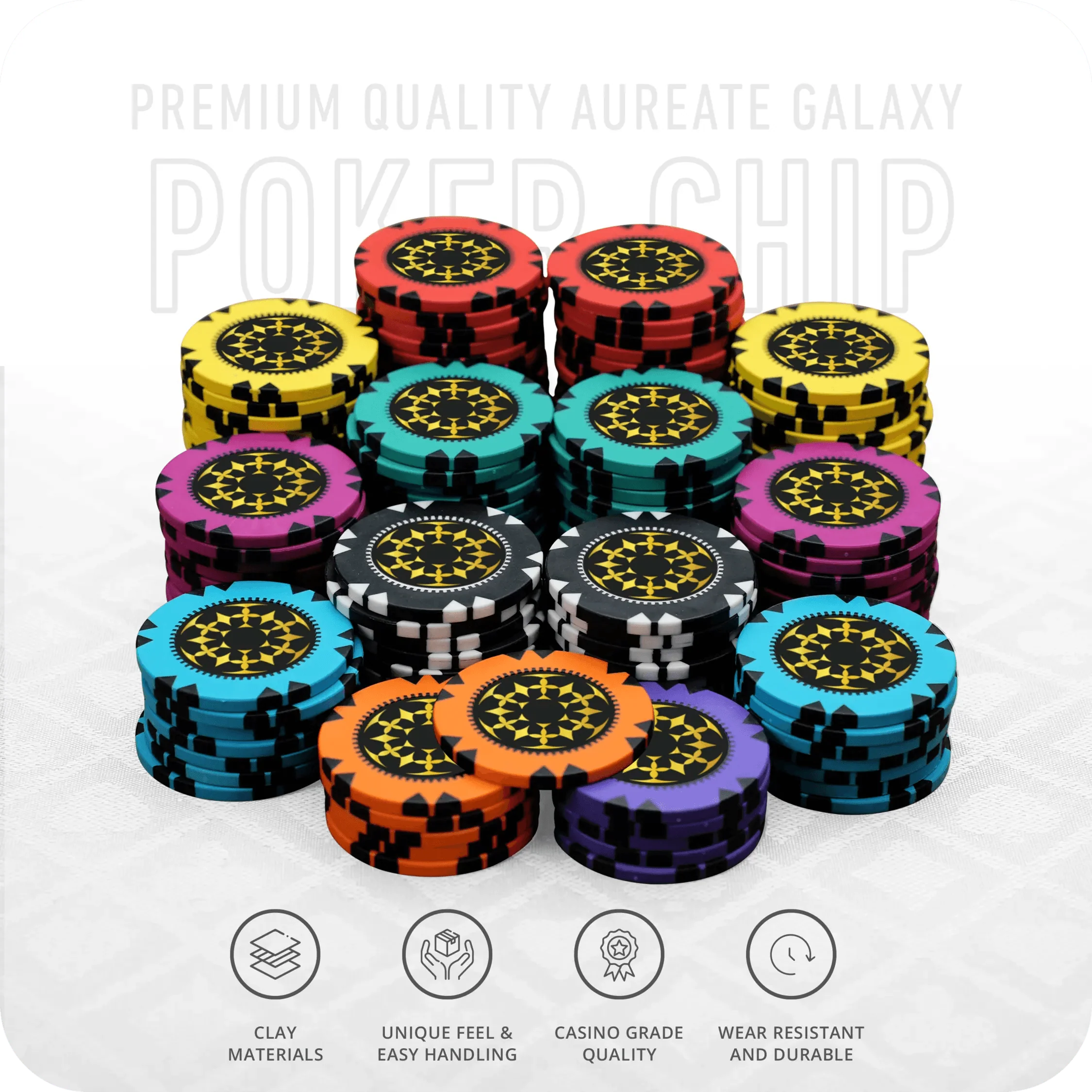 Aureate Galaxy Poker Chipset Without Denomination - GR, 300/500 Pcs, Clay, 40mm, 14g - Thai Aces