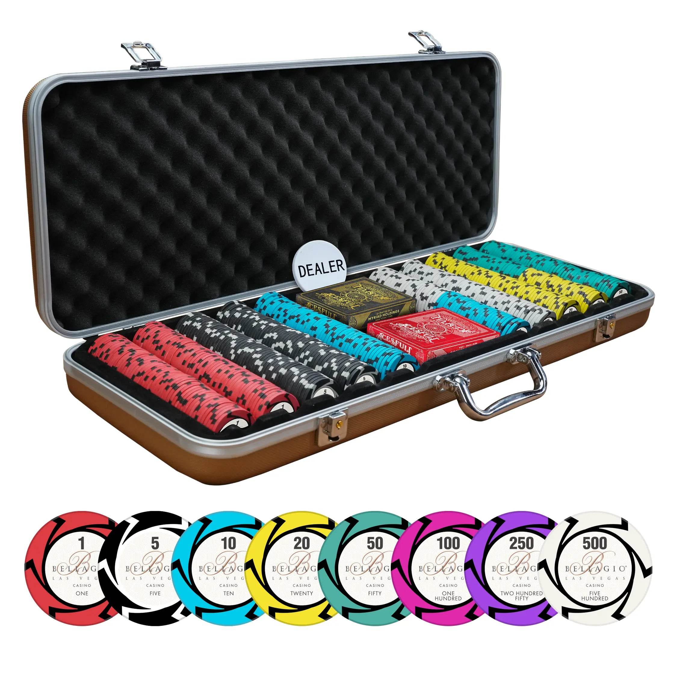 Bellagio Casino Poker Chipset - EPT, 300/500 Pcs, Clay, 40mm, 14g - Thai Aces
