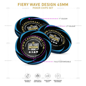 Customisable Poker Chips- Fiery Wave, Clay, 45mm, 18g - Thai Aces