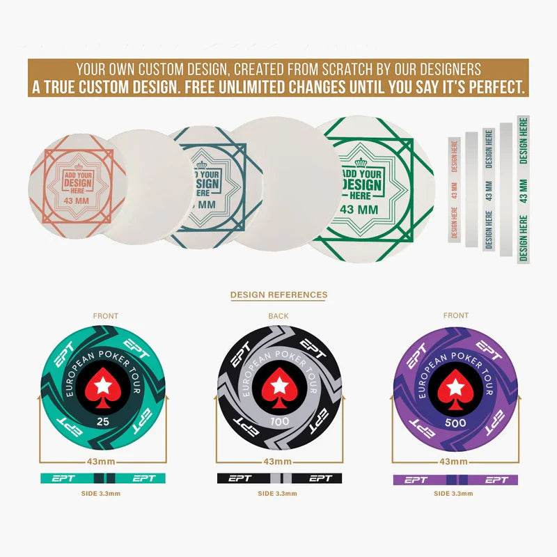 Customisable Poker Chips- Ceramic, 40/43/45/50mm - Thai Aces