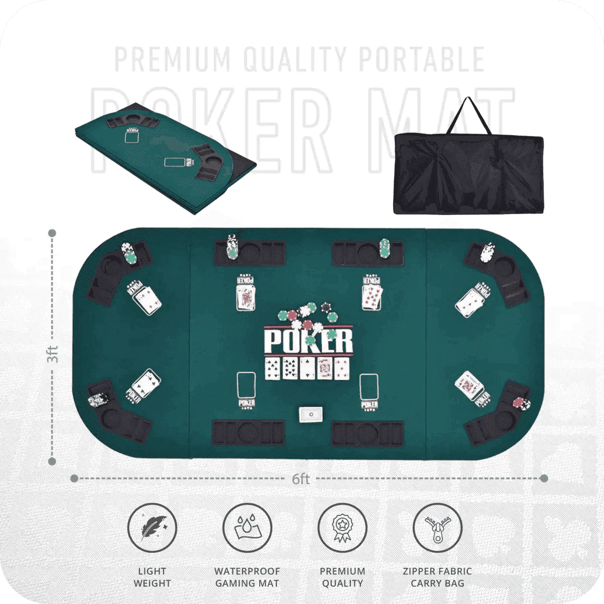 Poker House Poker Tabletop - Rectangle, 6x3ft - Thai Aces