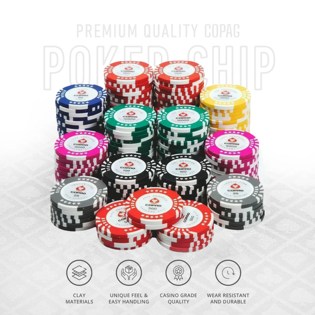Copag Poker Chipset - 500 Pcs, Clay, 40mm, 14g