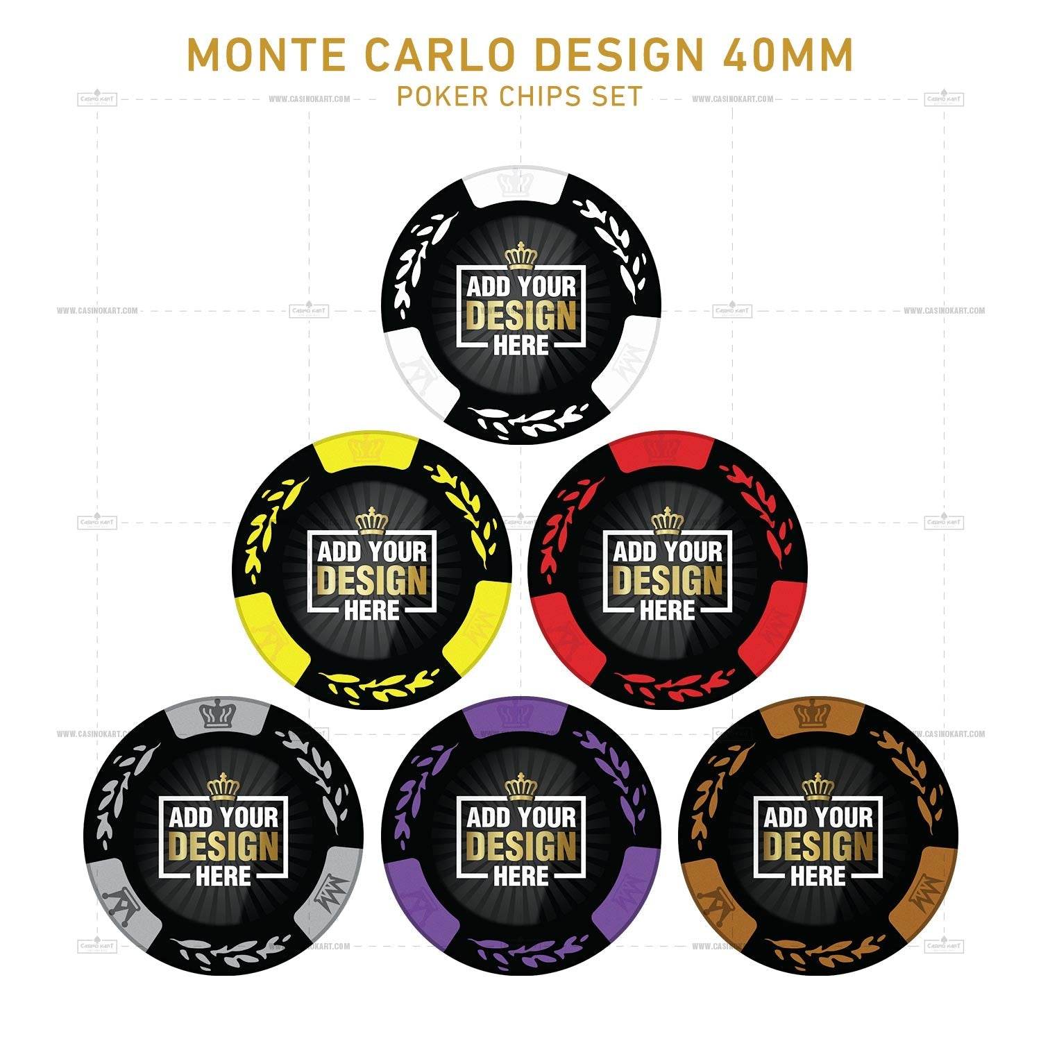Customisable Poker Chips - Monte Carlo, Clay, 40mm, 14g - Thai Aces