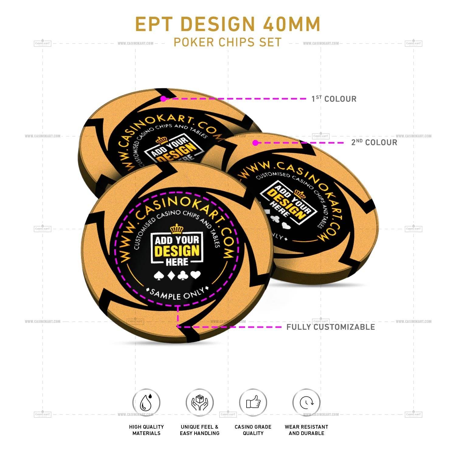 Customisable Poker Chips - EPT, Clay, 40mm, 14g - Thai Aces