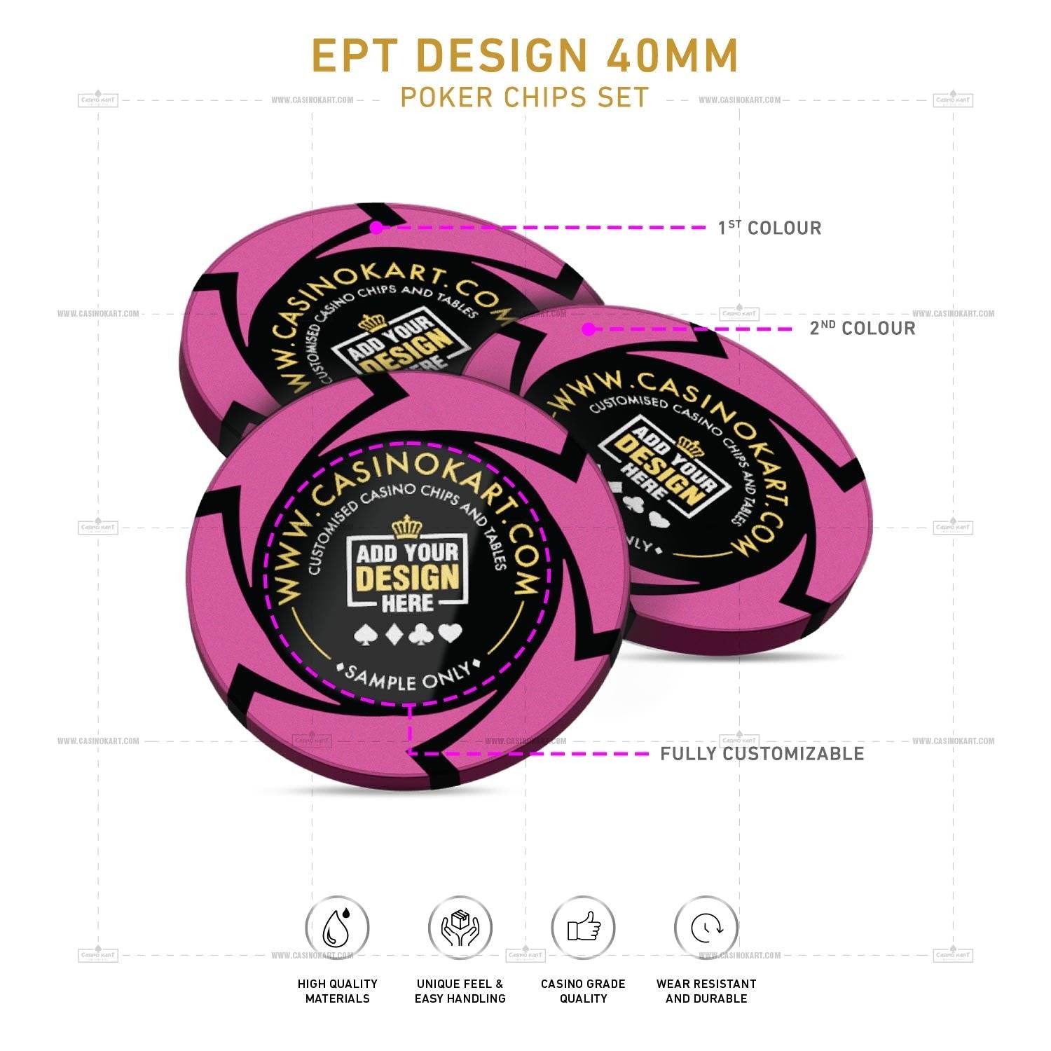 Customisable Poker Chips - EPT, Clay, 40mm, 14g - Thai Aces