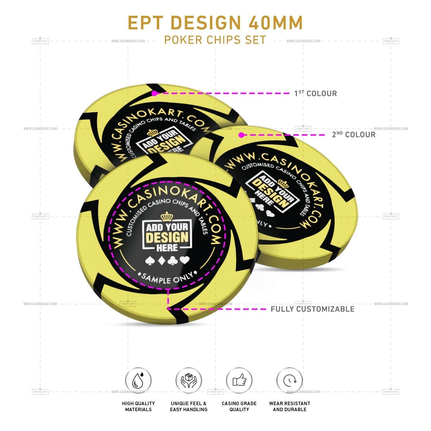 Customisable Poker Chips - EPT, Clay, 40mm, 14g - Thai Aces