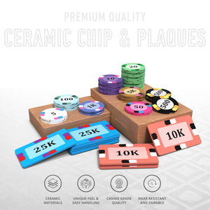 Evy Poker Chipset - 300/500 Pcs, 10/20 Plaques, Ceramic, 40mm, 10g - Thai Aces
