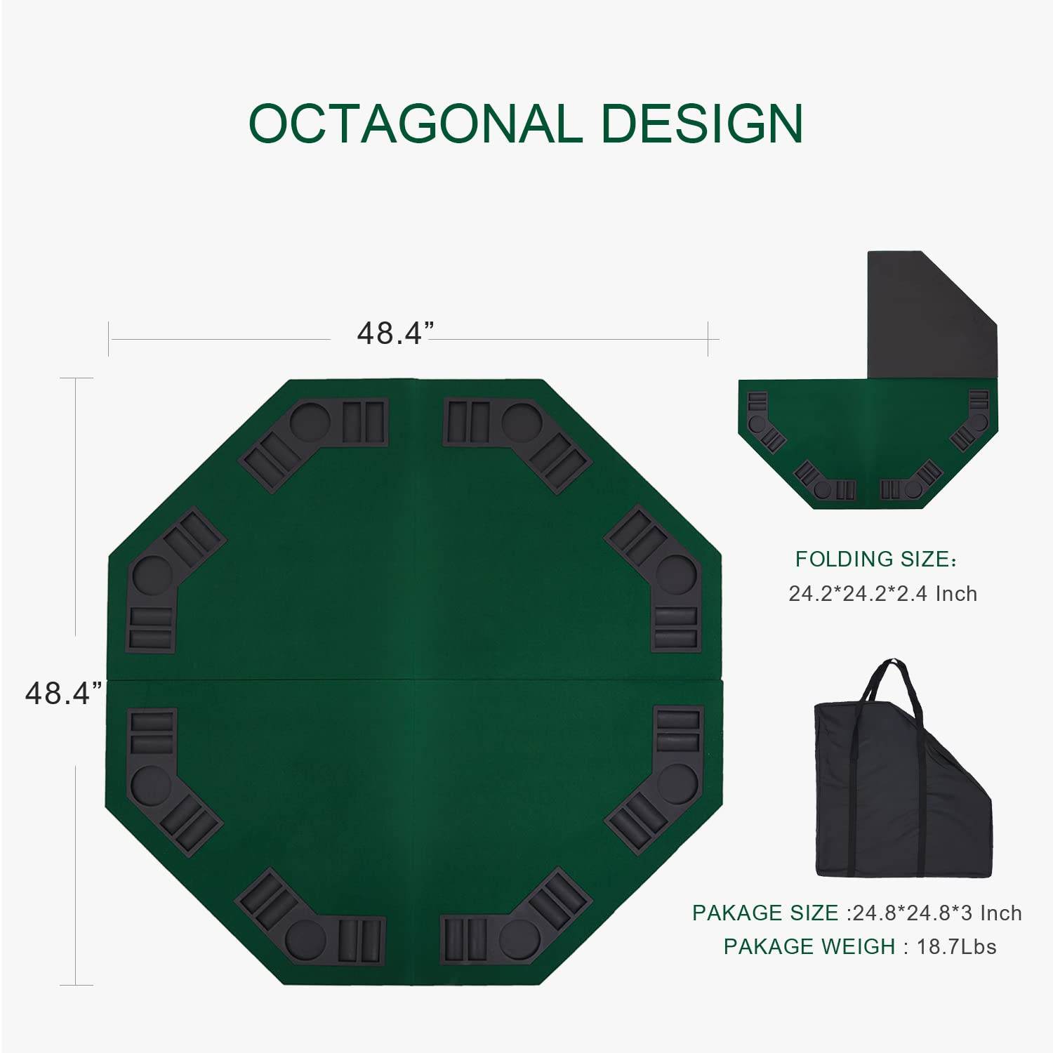 Folding Poker Tabletop - Octagonal, 4x4ft - Thai Aces