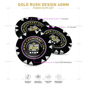Customisable Poker Chips - Gold Rush, Clay, 40mm, 14g - Thai Aces