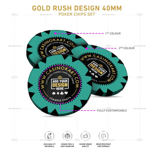 Customisable Poker Chips - Gold Rush, Clay, 40mm, 14g - Thai Aces