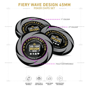 Customisable Poker Chips- Fiery Wave, Clay, 45mm, 18g - Thai Aces