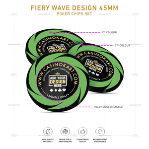 Customisable Poker Chips- Fiery Wave, Clay, 45mm, 18g - Thai Aces