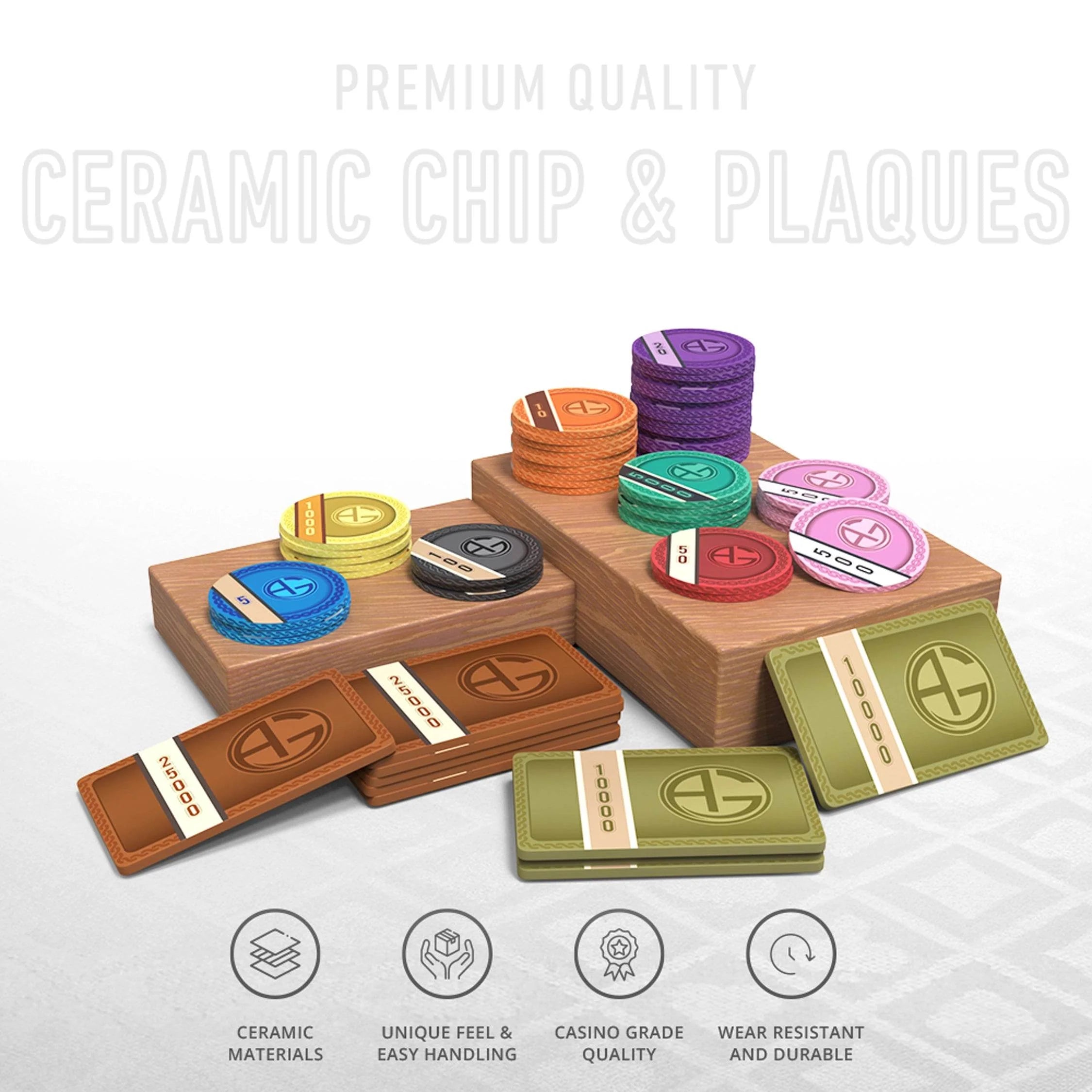 Helix Poker Chipset - 300/500 Pcs, 10/20 Plaques, Ceramic, 40mm, 10g - Thai Aces