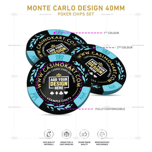 Customisable Poker Chips - Monte Carlo, Clay, 40mm, 14g - Thai Aces