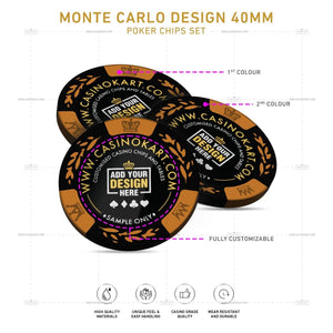 Customisable Poker Chips - Monte Carlo, Clay, 40mm, 14g - Thai Aces