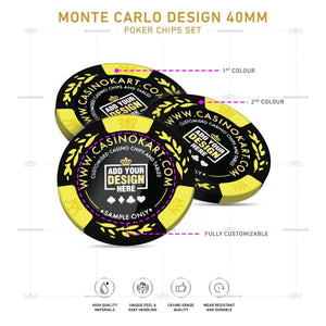 Customisable Poker Chips - Monte Carlo, Clay, 40mm, 14g - Thai Aces