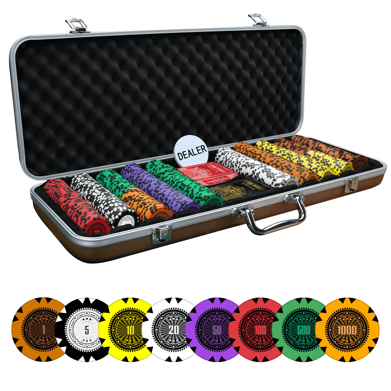 Nashville Series Poker Chipset - GR, 300/500 Pcs, Clay, 40mm, 14g - Thai Aces