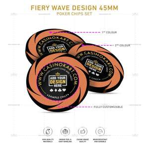 Customisable Poker Chips- Fiery Wave, Clay, 45mm, 18g - Thai Aces