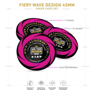 Customisable Poker Chips- Fiery Wave, Clay, 45mm, 18g - Thai Aces