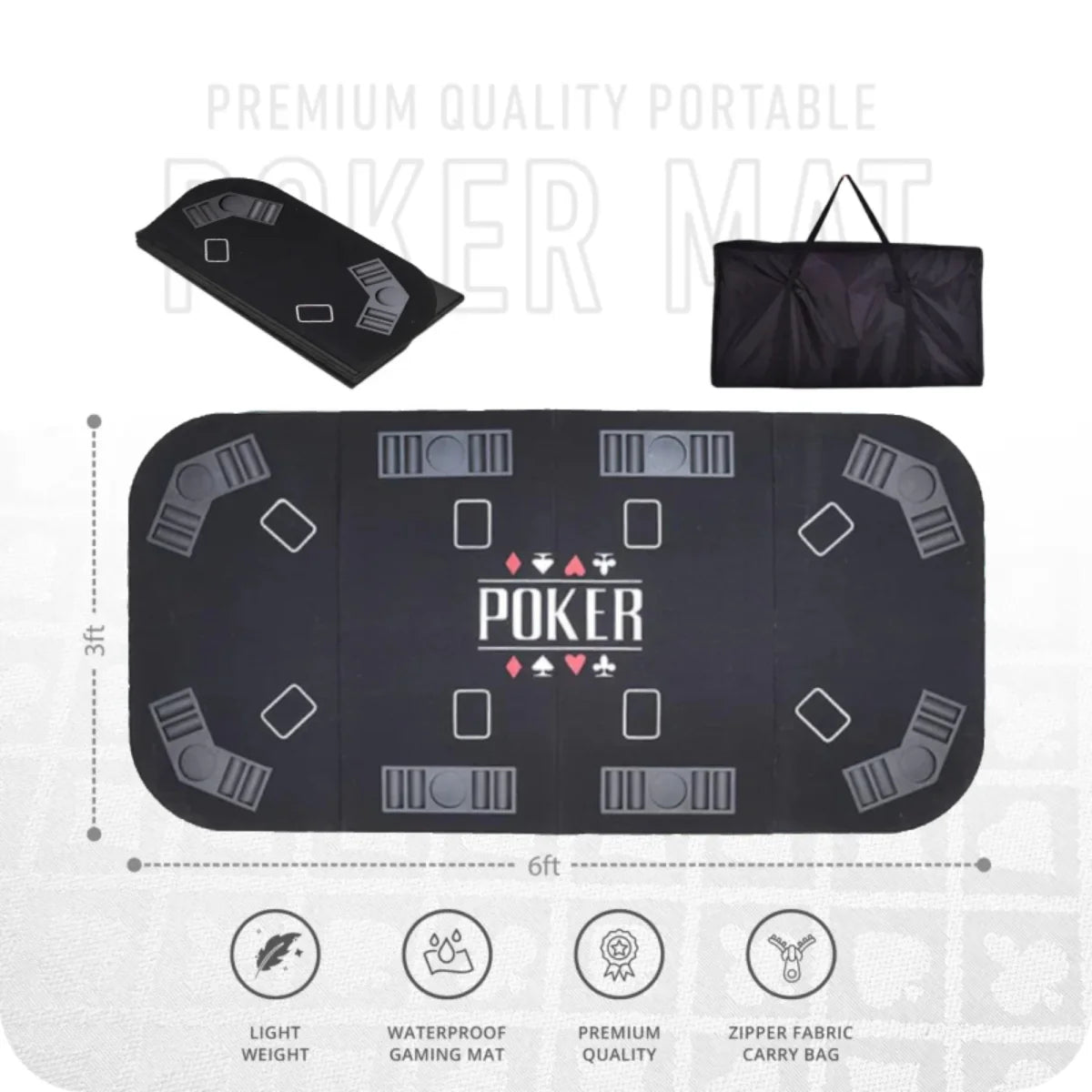 Poker House Poker Tabletop - Rectangle, 6x3ft