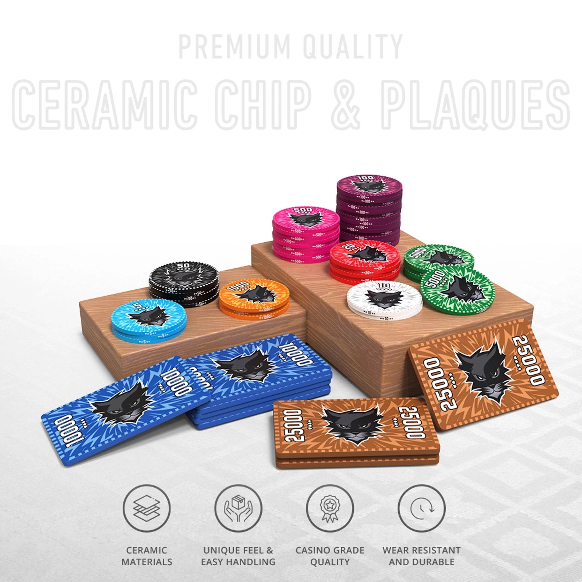 Vixen Poker Chipset - 300/500 Pcs, 10/20 Plaques, Ceramic, 40mm, 10g - Thai Aces