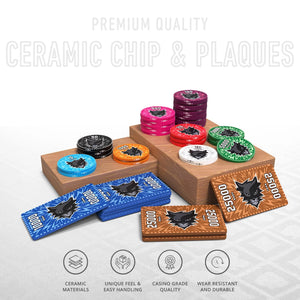 Vixen Poker Chipset - 300/500 Pcs, 10/20 Plaques, Ceramic, 40mm, 10g - Thai Aces
