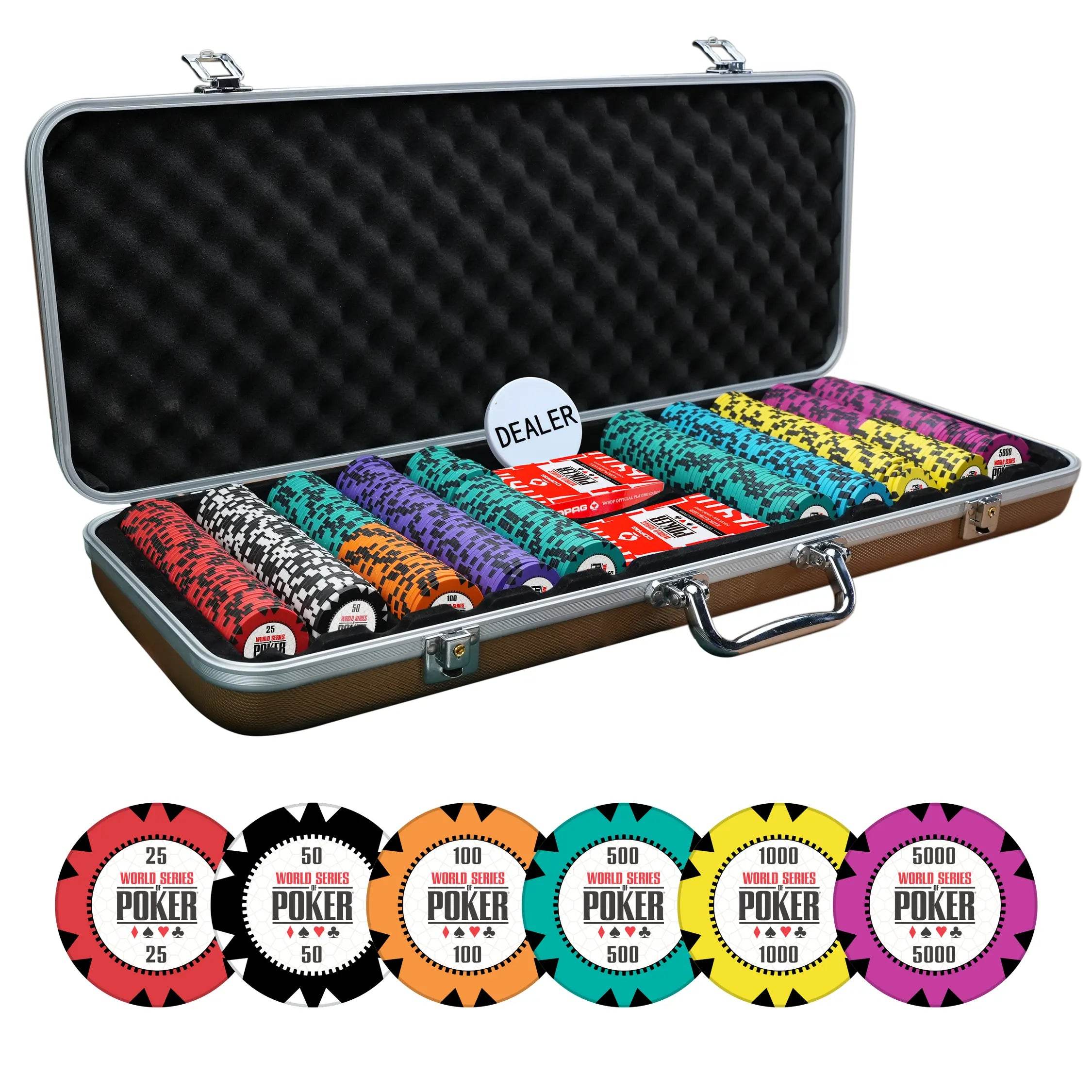 WSOP Series Poker Chipset - GR, 300/500 Pcs, Clay, 40mm, 14g - Thai Aces