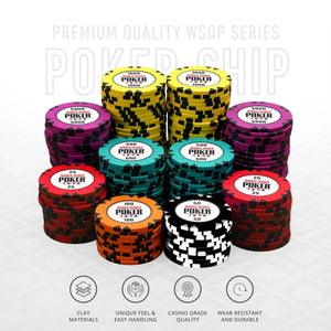 WSOP Series Poker Chipset - GR, 300/500 Pcs, Clay, 40mm, 14g - Thai Aces