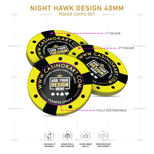 Customisable Poker Chips - Night Hawk, Clay, 40mm, 14g - Thai Aces