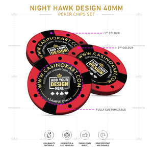Customisable Poker Chips - Night Hawk, Clay, 40mm, 14g - Thai Aces
