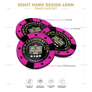 Customisable Poker Chips - Night Hawk, Clay, 40mm, 14g - Thai Aces