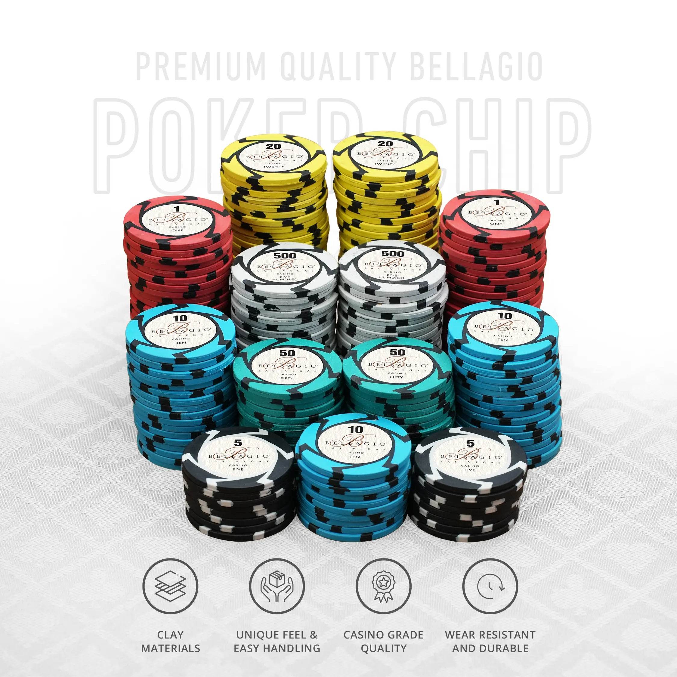 Bellagio Casino Poker Chipset - EPT, 300/500 Pcs, Clay, 40mm, 14g - Thai Aces