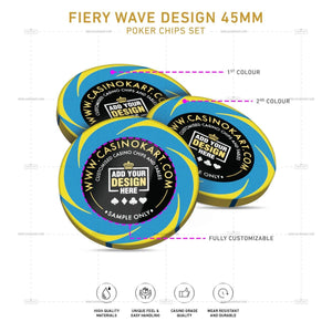 Customisable Poker Chips- Fiery Wave, Clay, 45mm, 18g - Thai Aces