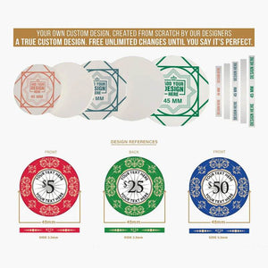 Customisable Poker Chips- Ceramic, 40/43/45/50mm - Thai Aces