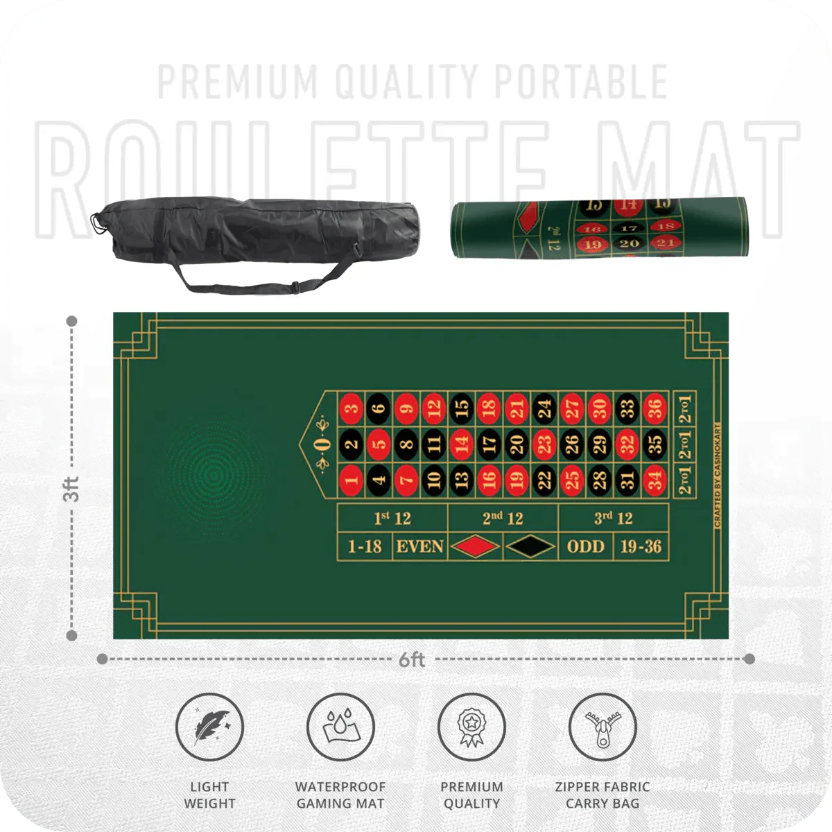 Bet Vault Roulette Table Mat - Rectangle, 6x3ft - Thai Aces