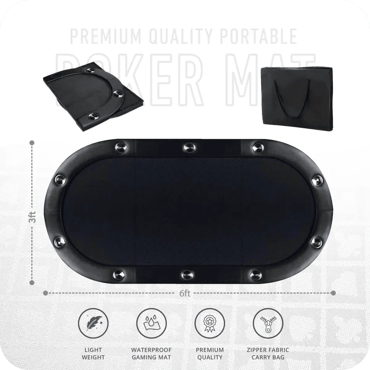 Masterfold Poker Tabletop - Oval, 6x3ft - Thai Aces