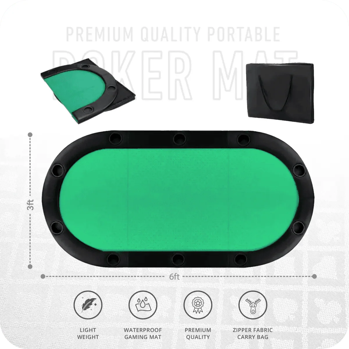 Masterfold Poker Tabletop - Oval, 6x3ft - Thai Aces