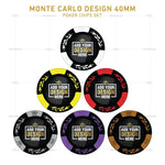 Customisable Poker Chips - Monte Carlo, Clay, 40mm, 14g - Thai Aces