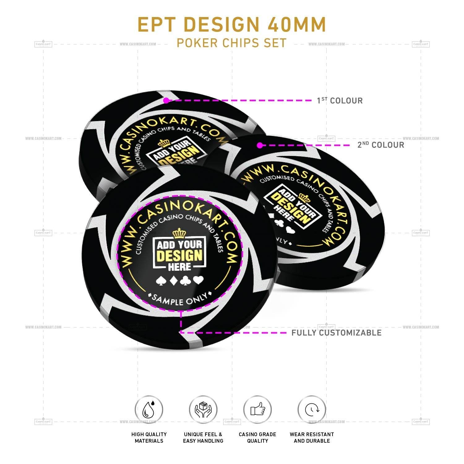 Customisable Poker Chips - EPT, Clay, 40mm, 14g - Thai Aces