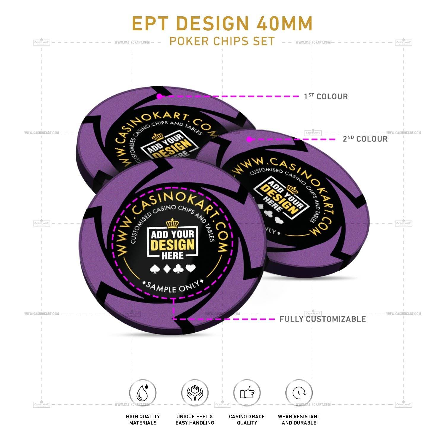 Customisable Poker Chips - EPT, Clay, 40mm, 14g - Thai Aces