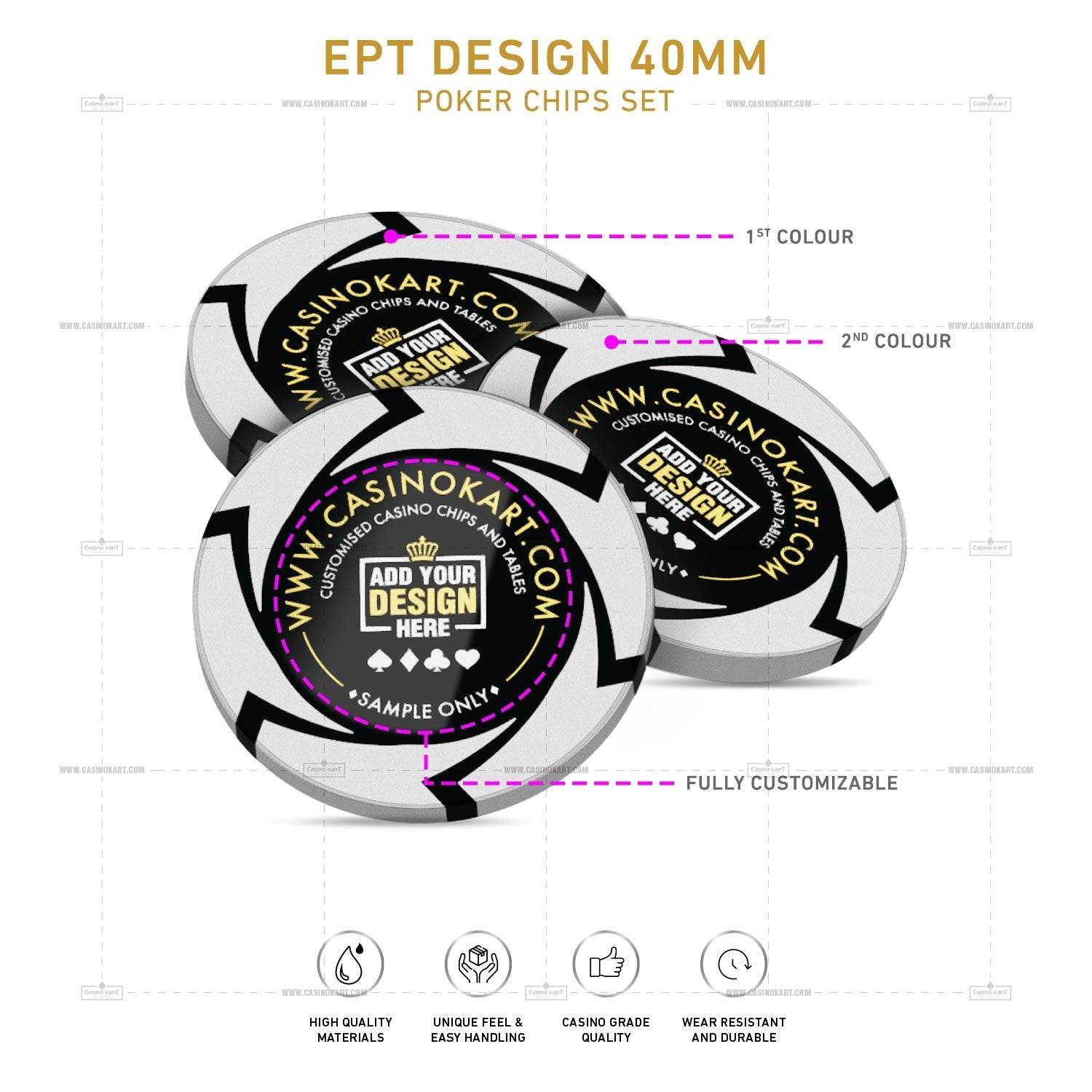Customisable Poker Chips - EPT, Clay, 40mm, 14g - Thai Aces