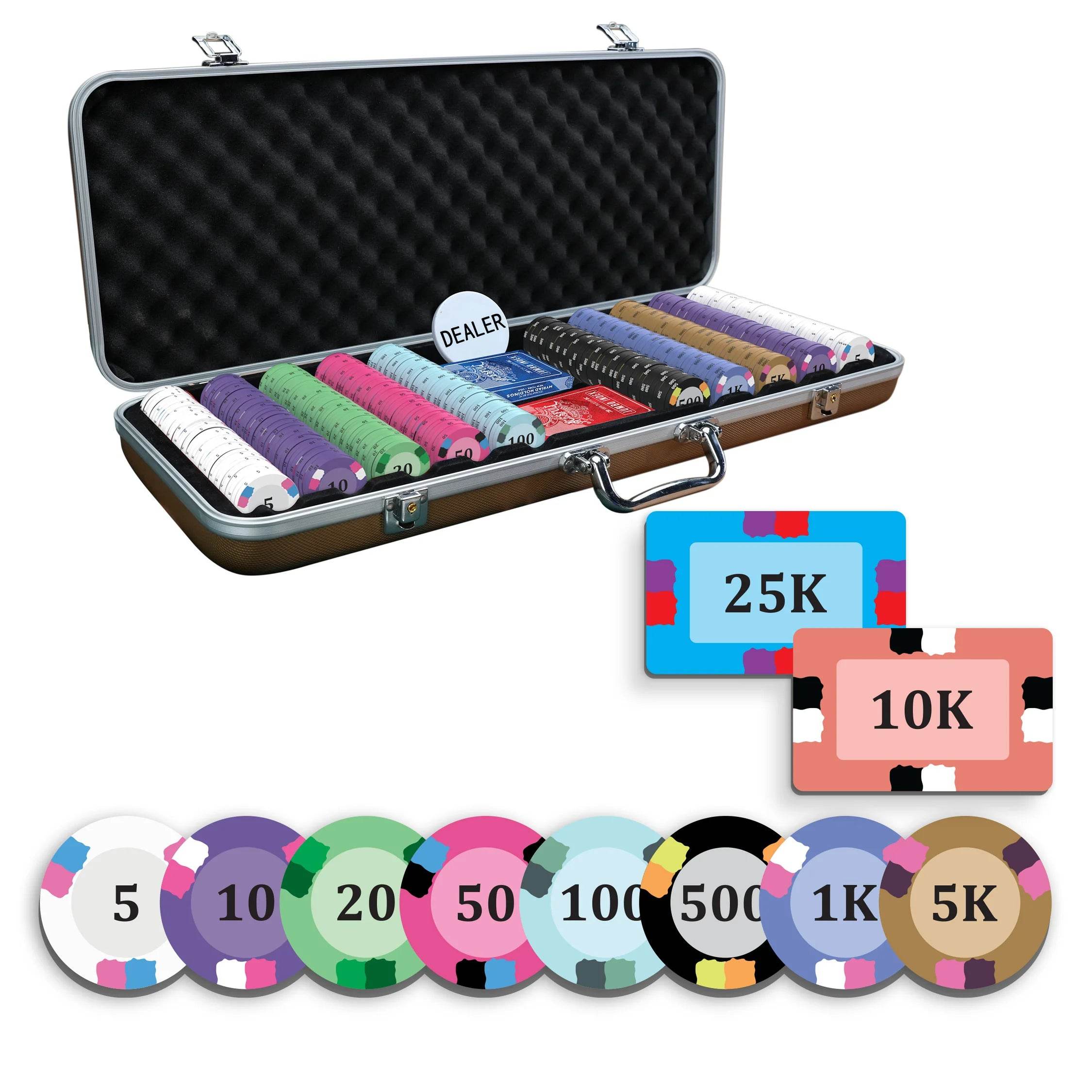 Evy Poker Chipset - 300/500 Pcs, 10/20 Plaques, Ceramic, 40mm, 10g - Thai Aces