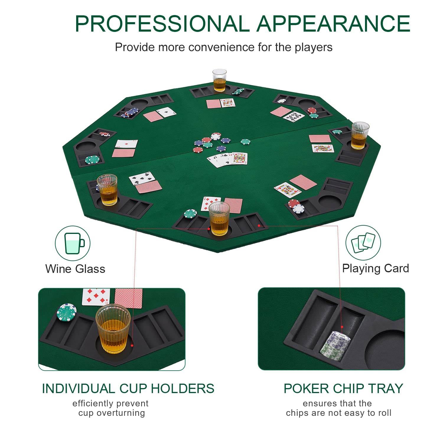 Folding Poker Tabletop - Octagonal, 4x4ft - Thai Aces