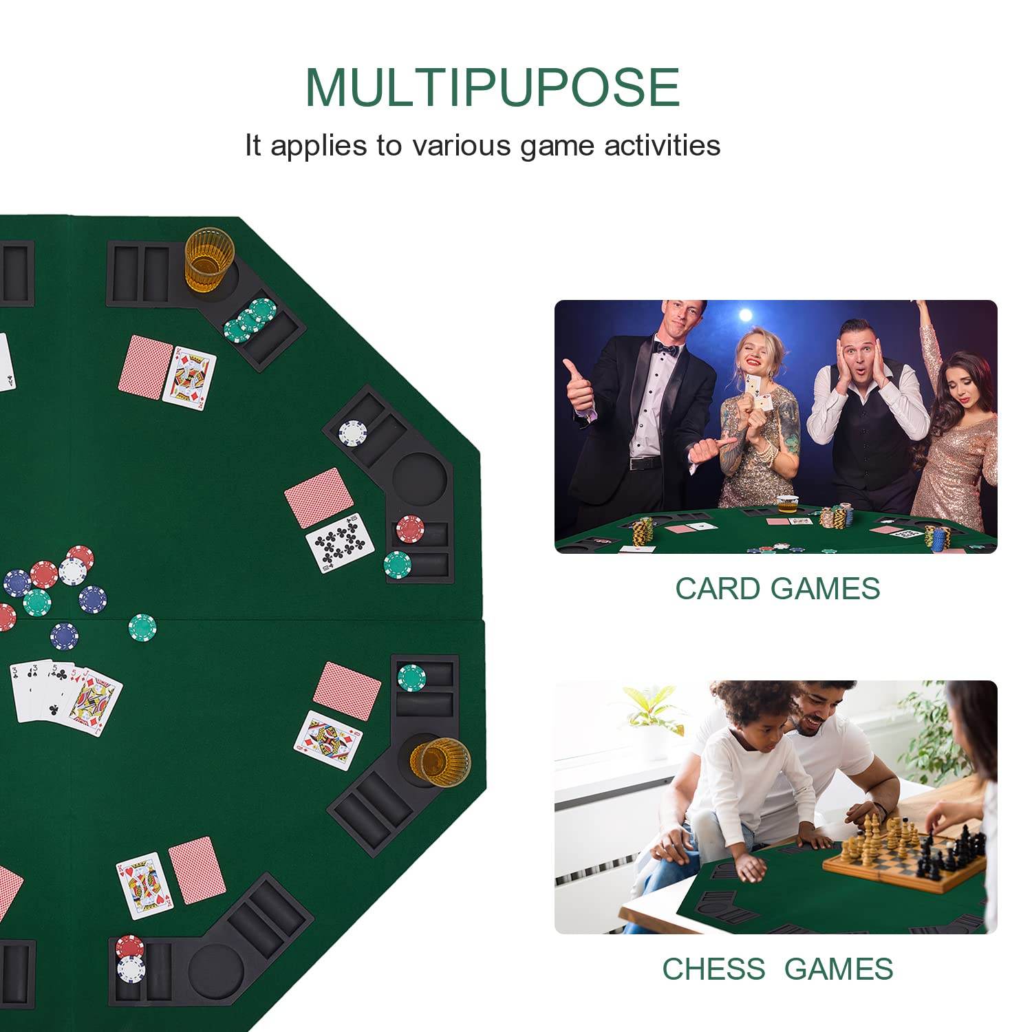 Folding Poker Tabletop - Octagonal, 4x4ft - Thai Aces
