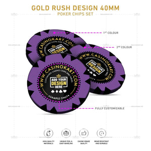 Customisable Poker Chips - Gold Rush, Clay, 40mm, 14g - Thai Aces
