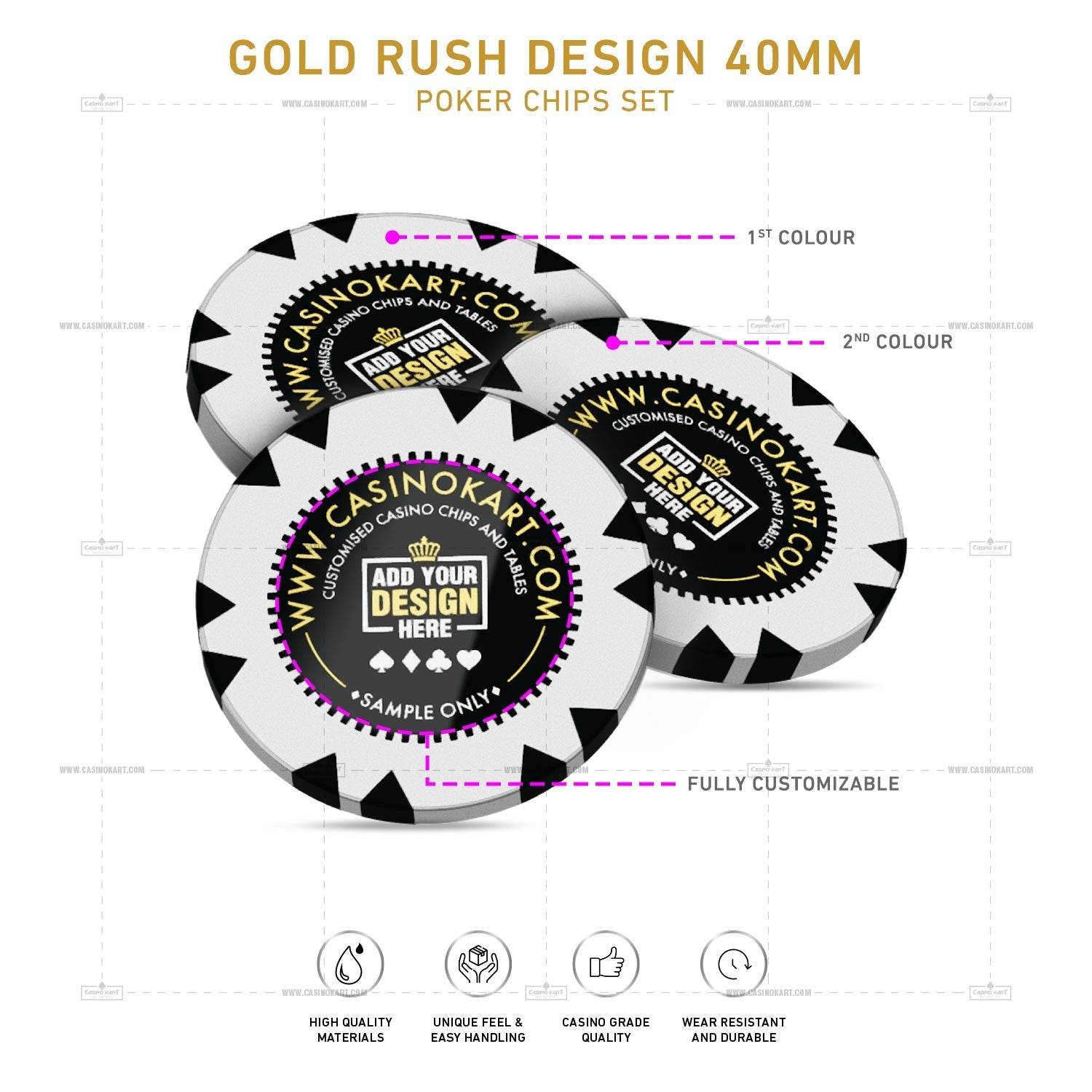 Customisable Poker Chips - Gold Rush, Clay, 40mm, 14g - Thai Aces