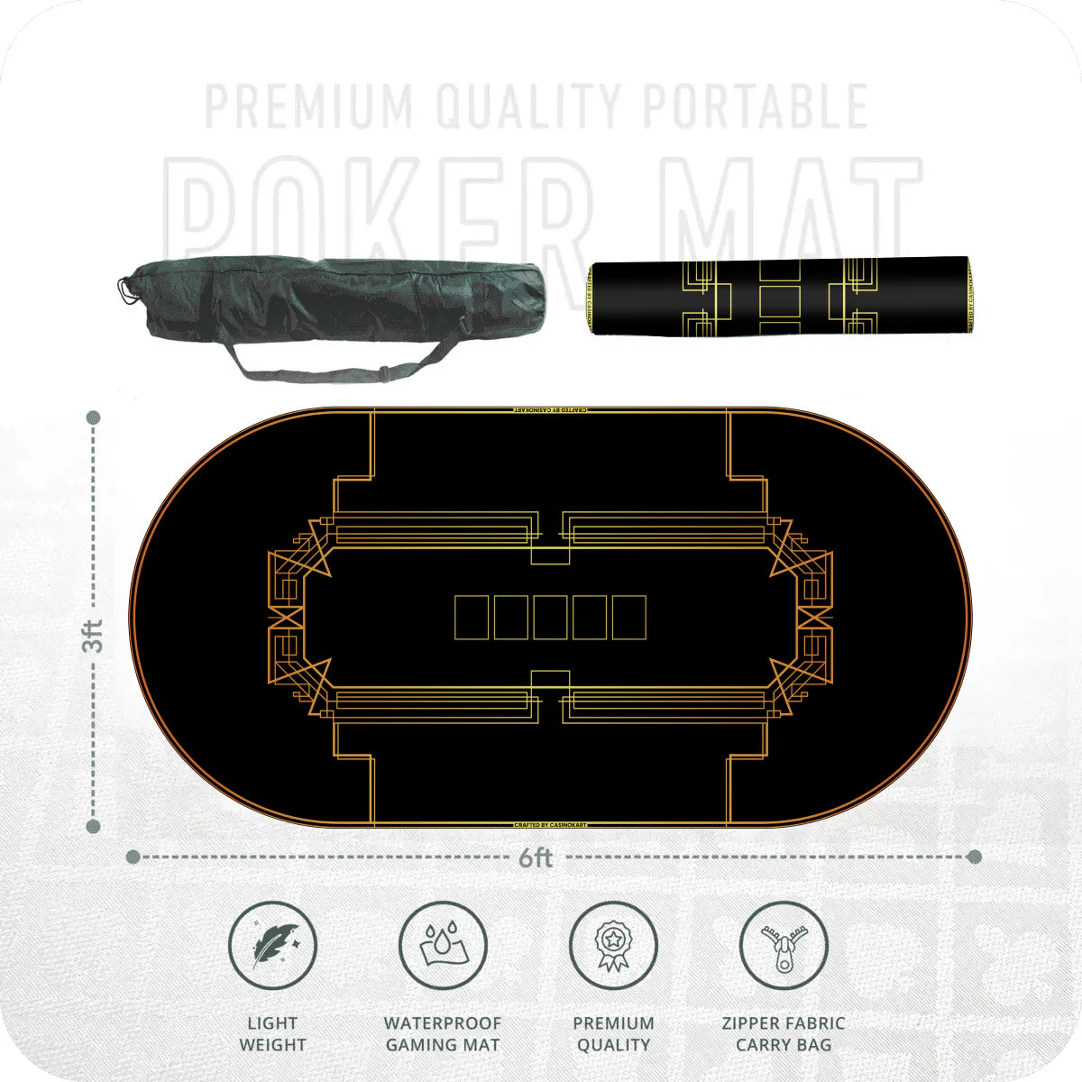 Gambit Poker Mat - Oval, 6x3ft